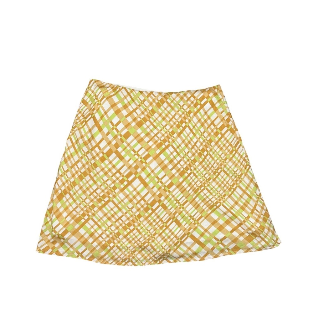 BP. Preppy Plaid Flowy Mini Skirt Retro High Waist Green Brown Womens Size M NWT - Picture 2 of 7